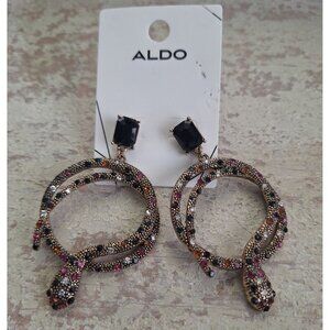NEW Aldo Crareven Bright Multi-color Rhinestone Snake Earrings